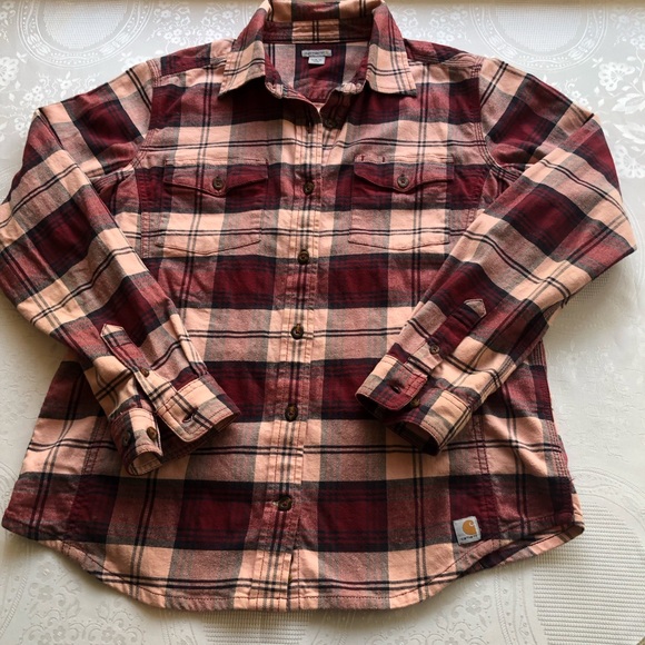 Plaid Button-Up Shirt - Red and Pink - Picture 13 of 16